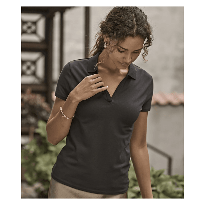 Tee Jays  Ladies Luxury Stretch V Neck Polo Shirt