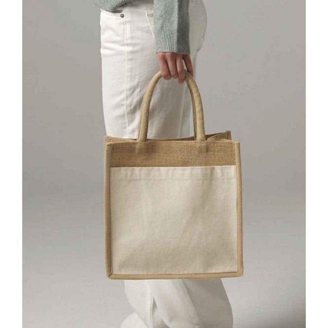Westford Mill  Cotton Pocket Natural Starched Jute Midi Tote Bag