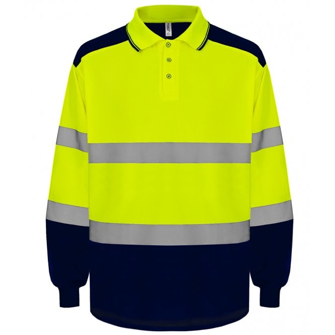 YOKO Hi-vis Yoko Two Tone Long Sleeve Polo Shirt