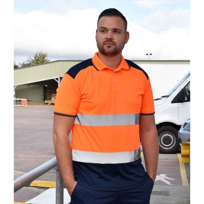 YOKO Hi-vis Yoko Two Tone Short Sleeve Polo Shirt